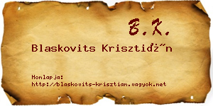 Blaskovits Krisztián névjegykártya